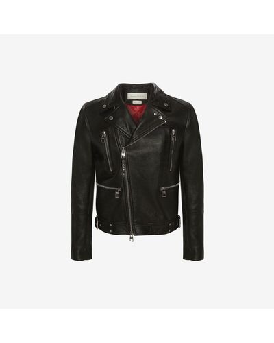 Alexander McQueen Mcqueen Classic Leather Biker Jacket - Black