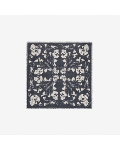 Alexander McQueen Black Ironed Flower Foulard