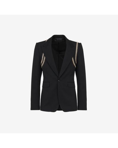Alexander McQueen Embroidered Harness Single-breasted Jacket - Black