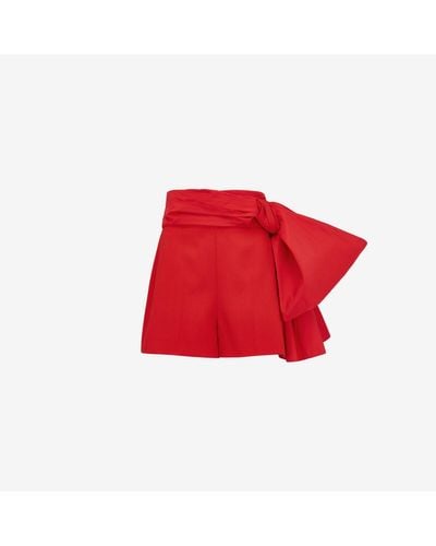 Alexander McQueen Red Tailored Bow Shorts