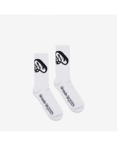 Alexander McQueen White Seal Logo Socks