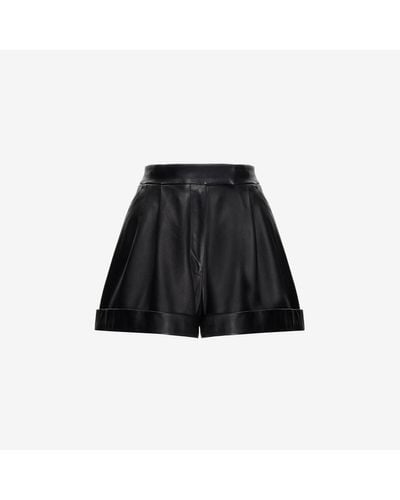 Alexander McQueen High-waisted Leather Short - Black