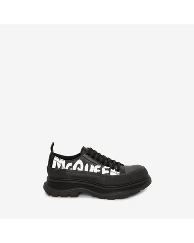 Alexander McQueen Tread Slick Lace Up Leather Trainer - Black