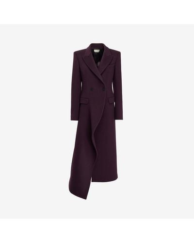Alexander McQueen Purple Long Draped Coat