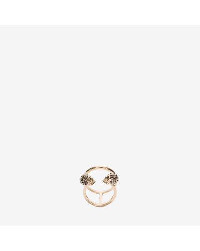 Alexander McQueen Twin Skull Double Ring - メタリック