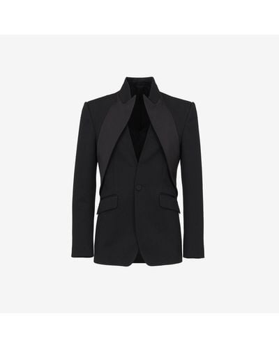 Alexander McQueen Twisted Lapel Tuxedo Jacket - Black