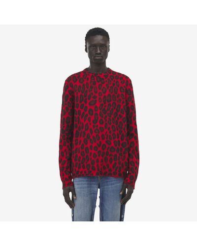 Alexander McQueen Leopard Jacquard Jumper - Red