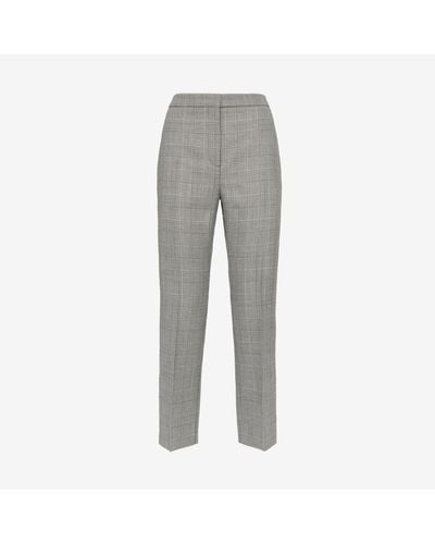 Alexander McQueen Black Prince Of Wales Cigarette Trousers - Grey