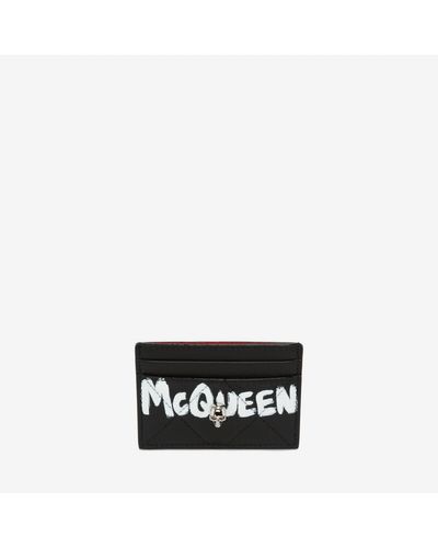 Alexander McQueen Black Mcqueen Graffiti Card Holder - White