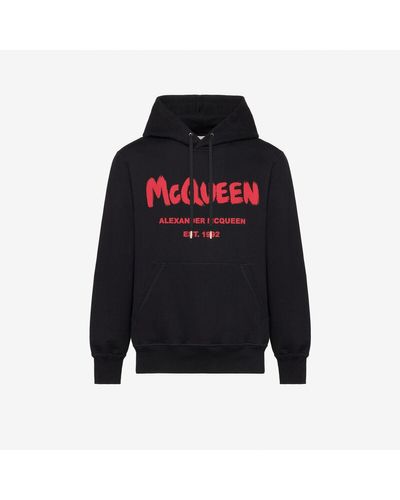 Alexander McQueen Mcqueen Graffiti Hooded Sweatshirt - Black