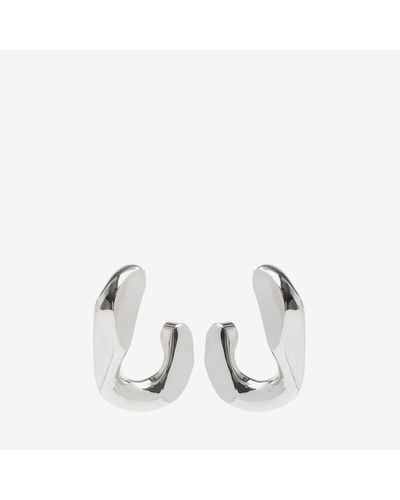 Alexander McQueen Silver Chain Hoop Earrings - Natural