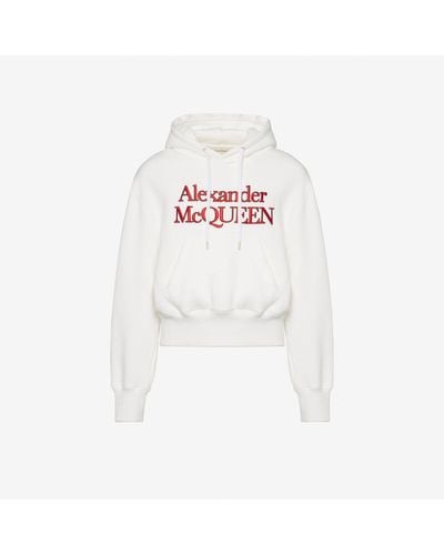 Alexander McQueen White Embroidered Logo Hooded Sweatshirt