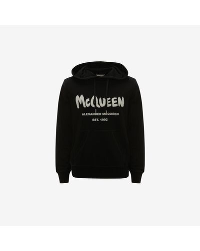 Alexander McQueen マックイーン グラフィティ フード付きスウェットシャツ - ブラック
