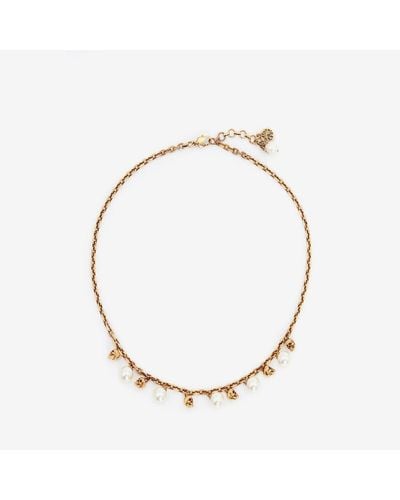 Alexander McQueen Gold Pearly Skull Necklace - Metallic