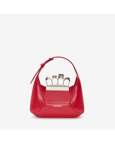 Alexander McQueen Red The Jewelled Hobo Mini Bag