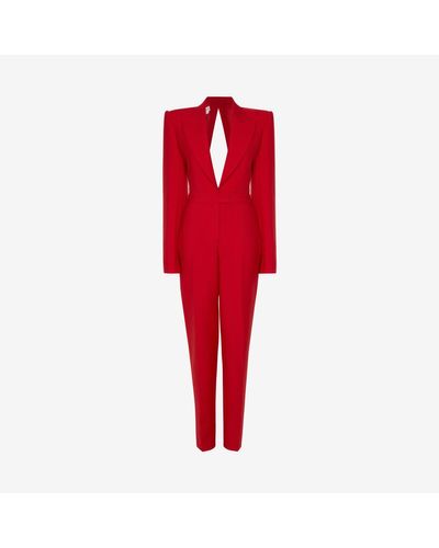 Alexander McQueen Red All-in-one Tailored Suit