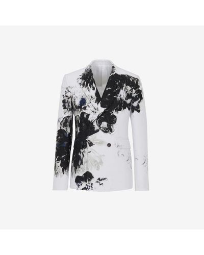 Alexander McQueen Multicoloured Dutch Flower Double-breasted Jacket - White