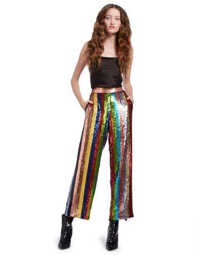 Alice + Olivia Synthetic Meera Sequin Pajama Pant | Lyst
