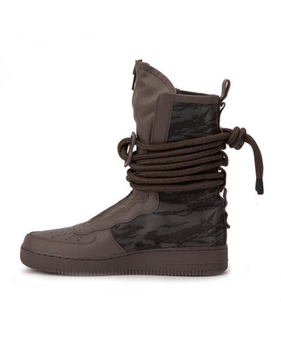 Nike Leather Air Force 1 Boots in Brown 