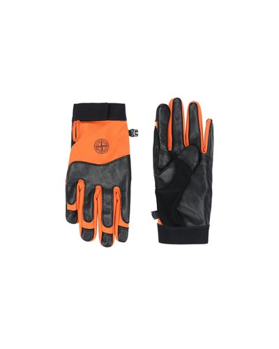 Stone Island Leather Soft Shell R Gloves In Orange For Men Lyst Stone Island Leather Soft Shell R Gloves In Orange For Men Lyst
