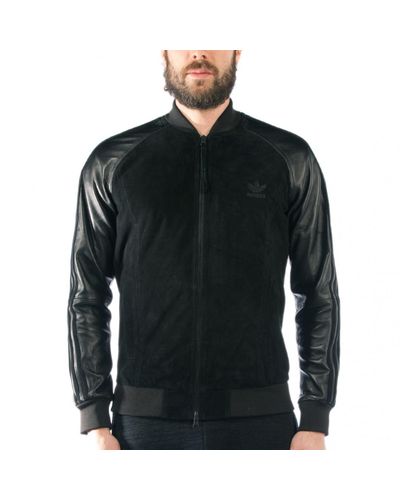 adidas black leather jacket