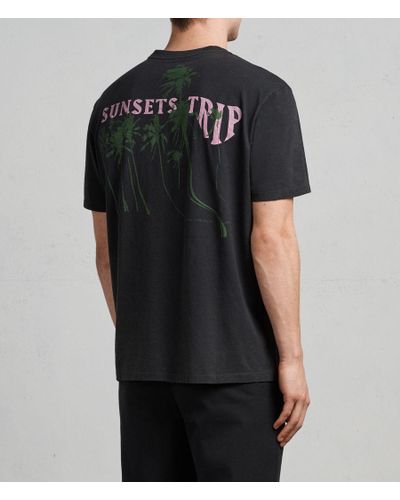 AllSaints Cotton Trip Crew T-shirt in Black for Men | Lyst