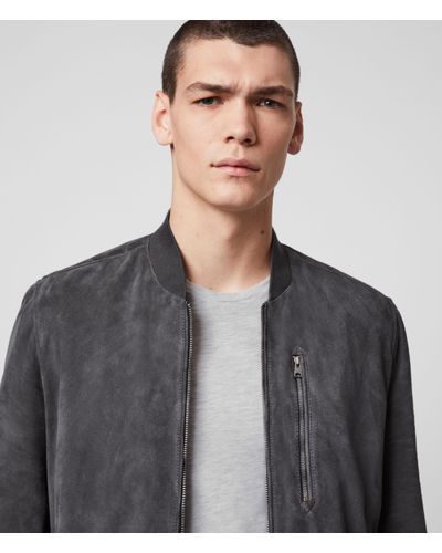 gray suede bomber jacket