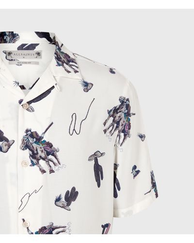 AllSaints Vaquero Ss Shirt Mens in Ecru 