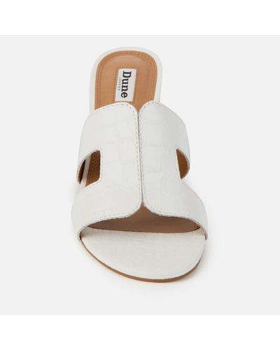 Dune Joupe Croc Leather Heeled Mules in White - Lyst