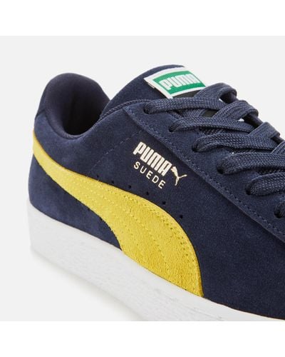 PUMA Suede Classic Trainers in Navy/Yellow (Blue) for Men - Lyst