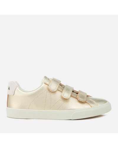 Veja 3 Lock Leather Trainers in Gold (Metallic) - Lyst