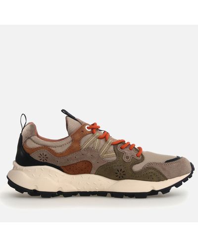 Flower Mountain Unisex Yamano 3 Suede And Mesh Sneakers - Brown