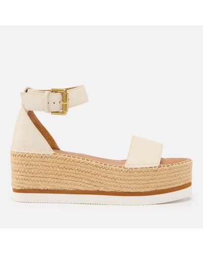 See By Chloé Glyn Leather Flatform Espadrille Sandals - Metallic