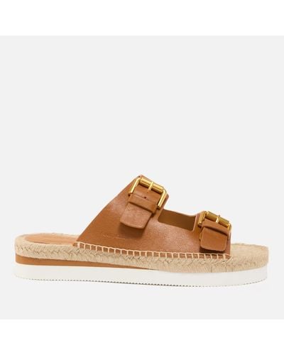 See By Chloé Glyn Leather Double-strap Espadrille Sandals - Brown