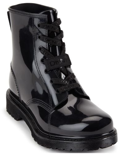 DKNY Rubber Tilly Lace-up Rain Booties in Black - Lyst