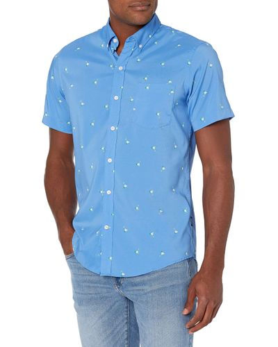 Izod Breeze Short Sleeve Button Down Patterned Shirt in Blue for Men - Lyst