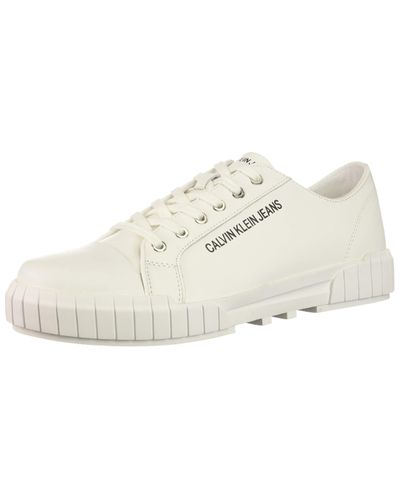 Calvin Klein Leather Burton Nappa Smooth Sneaker In White For Men Lyst