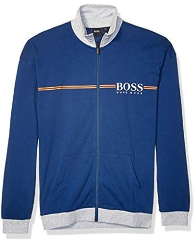 BOSS by Hugo Boss Authentic Regular Fit Zip Neck Lounge Jacket in Bright  Blue (Blue) for Men - Lyst