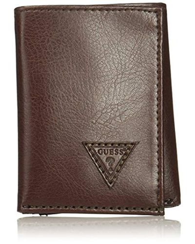 Guess Men's Leather Credit Card Wallet Trifold 0965-02 Brown