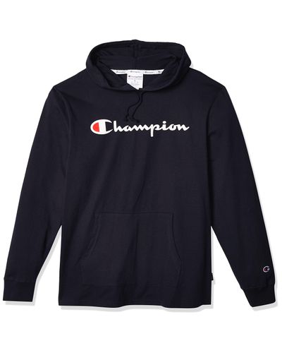 Champion Cotton Middleweight Jersey Hoodie in Navy (Blue) for Men - Lyst