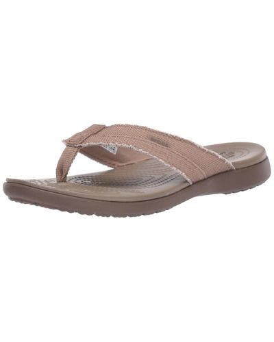 Crocsâ¢ Santa Cruz Canvas Flip Flop | Casual Lightweight Shoe in Khaki/Walnut (Natural) for Men 