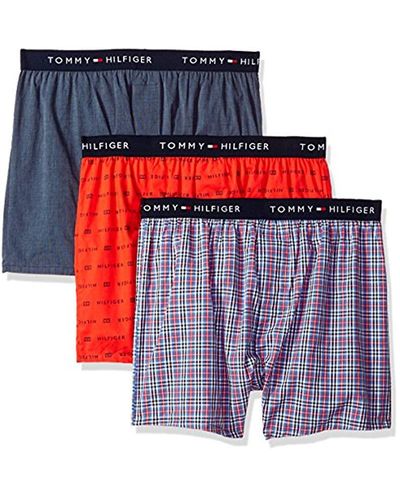 tommy hilfiger men's 3 pack woven cotton boxers