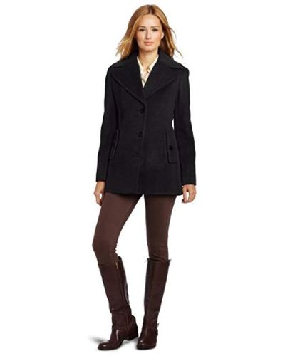 Calvin Klein Single Breasted Wool Coat in Charcoal (Black) - Lyst