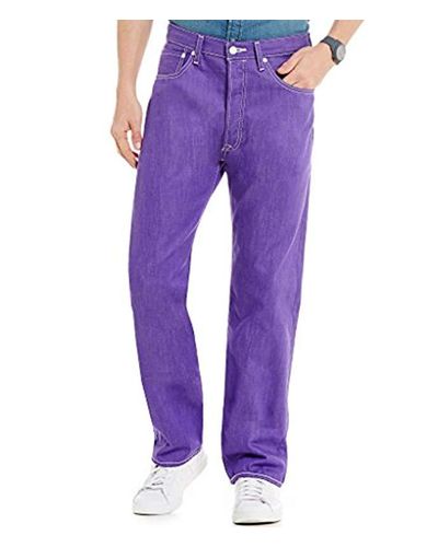 Levi/'s 501 Jeans New Viking Purple Button Fly Straight Leg Shrink to Fit Raw