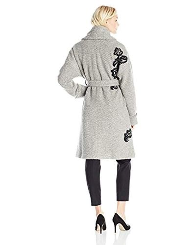 Plenty by Tracy Reese Embroidered Robe Coat in Heather Grey (Gray) - Lyst