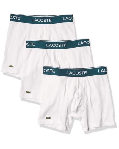 Lacoste Casual Classic 3 Pack Cotton Stretch Boxer Briefs in White for ...
