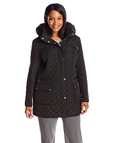 Calvin Klein Plus-size Quilted Jacket With Hood in Black - Lyst