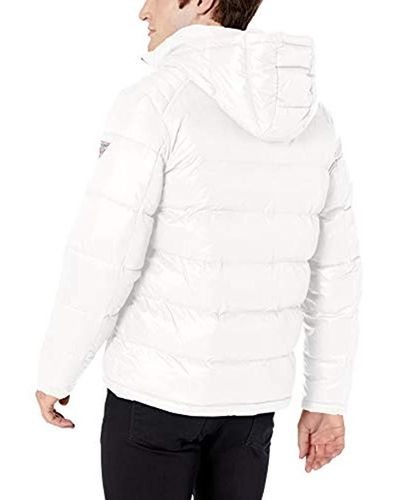 Guess Mid Weight Puffer Jacket in White for Men - Lyst