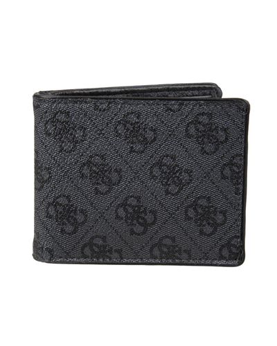 Guess Leather Slim Bifold Wallet in Charcoal/Black (Black) for Men - Lyst