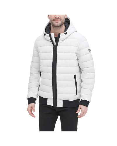 DKNY Synthetic Quilted Performance Hooded Bomber Jacket in White for Men -  Lyst